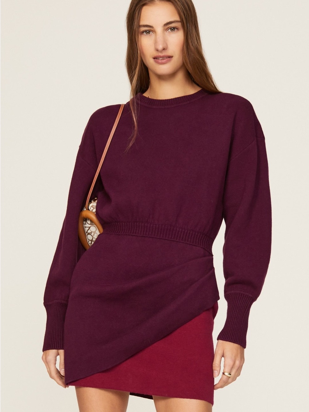 Something Navy Purple Colorblock Sweater Dress